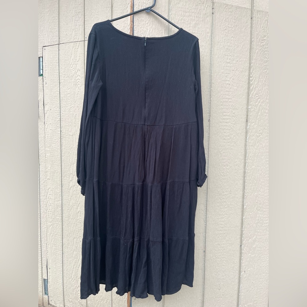 Loft Button Tiered Flowy Midi Dress Long Sleeve Medium - Picture 7 of 7